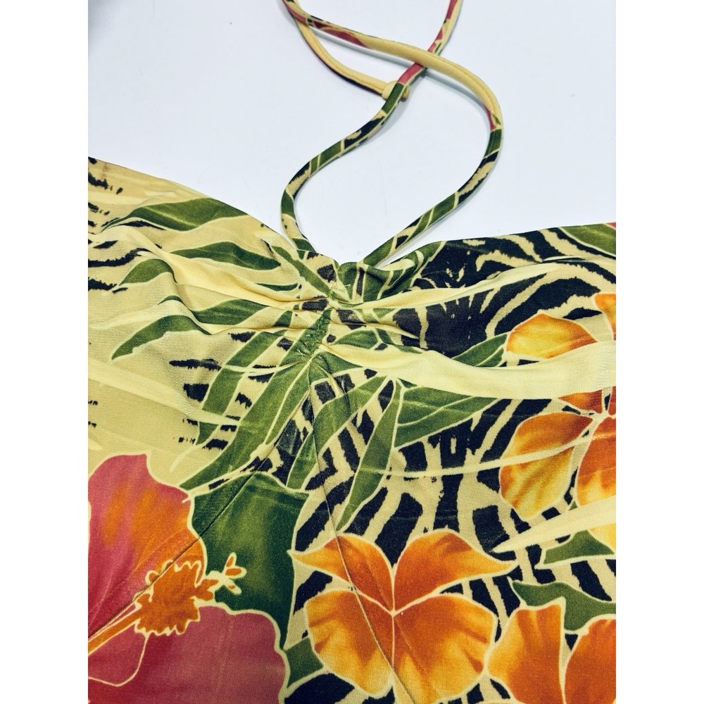 Vintage Y2k 90's Charlotte Russe‎ Women Yellow Halter Top Large Tropical Flowy - Picture 5 of 14